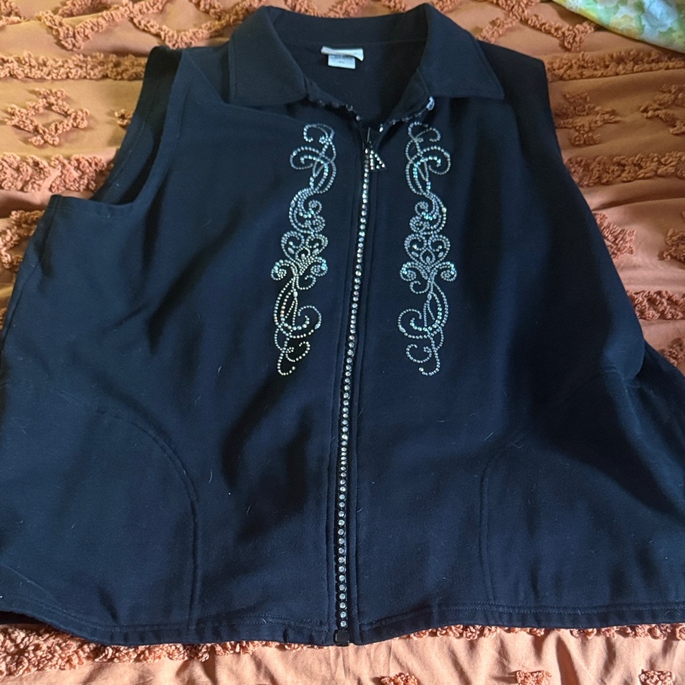 Chic Black Embellished Vest